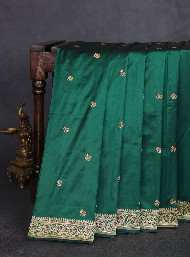 Battle Green Banarasi Silk Saree