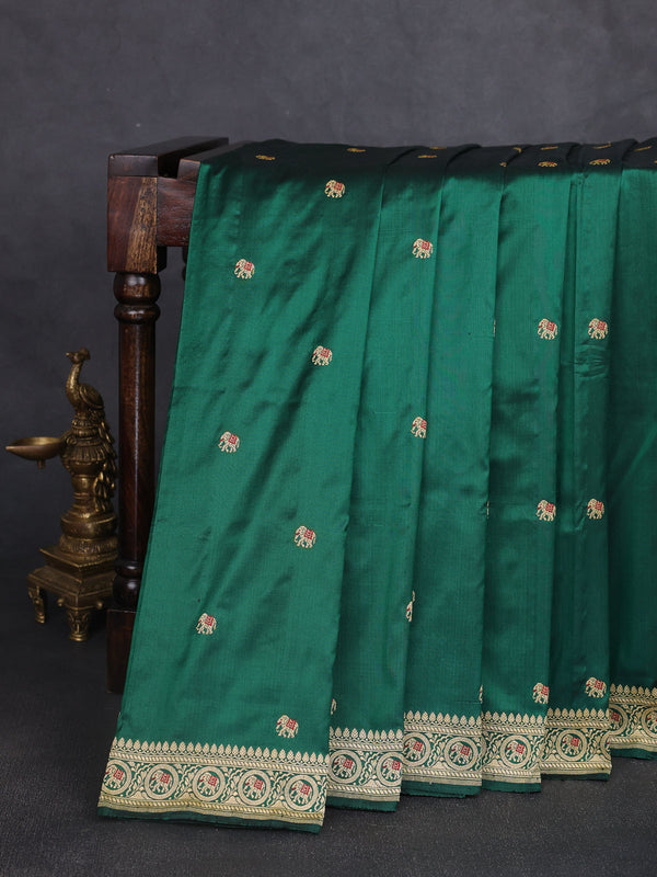 Battle Green Banarasi Silk Saree