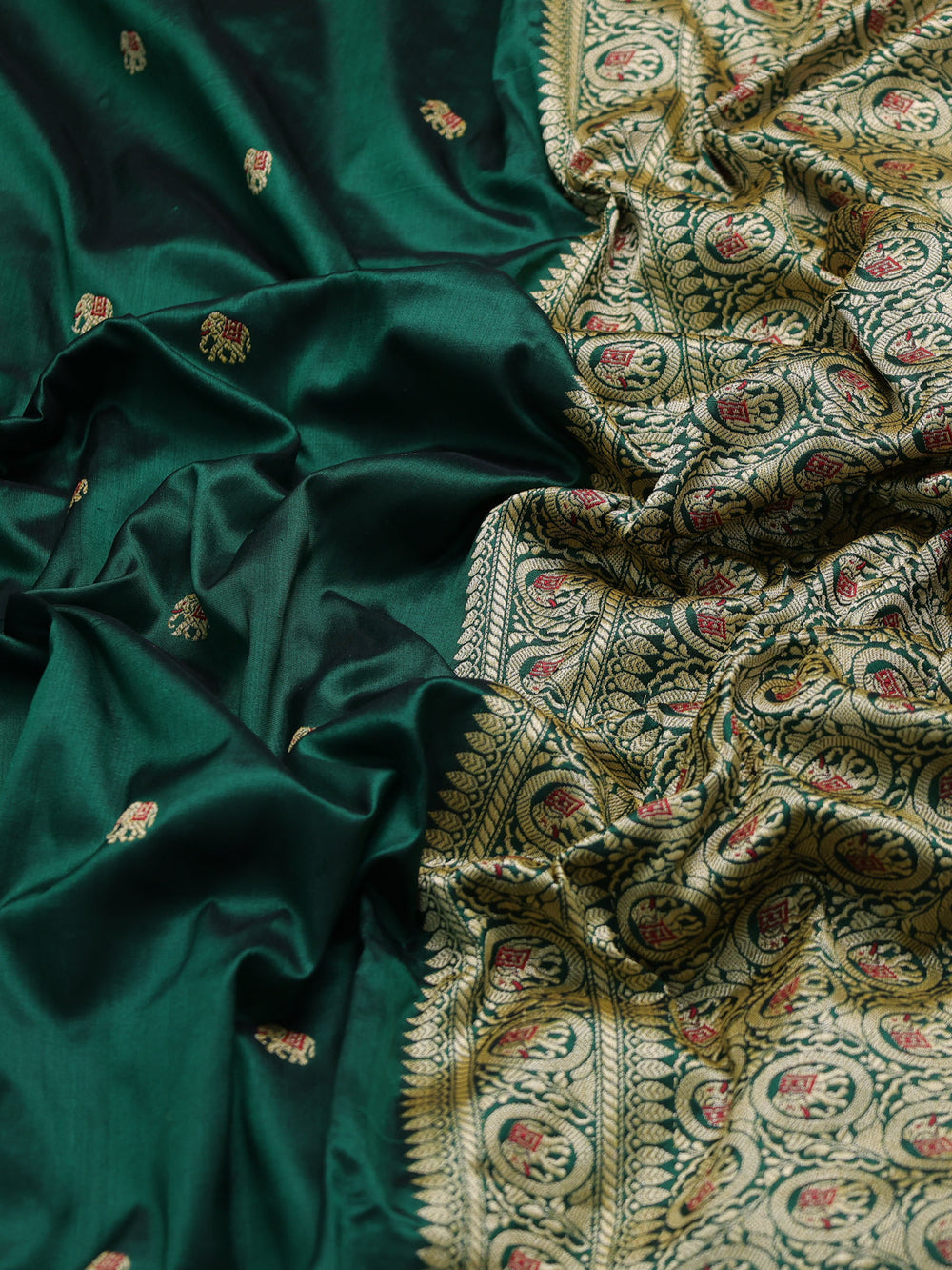 Battle Green Banarasi Silk Saree
