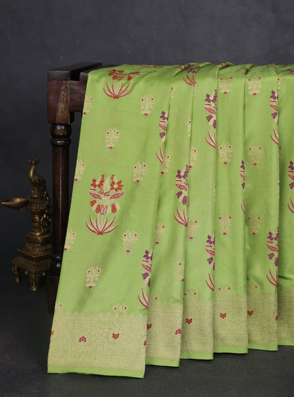 Lime Green Banarasi Fekwa Silk Saree