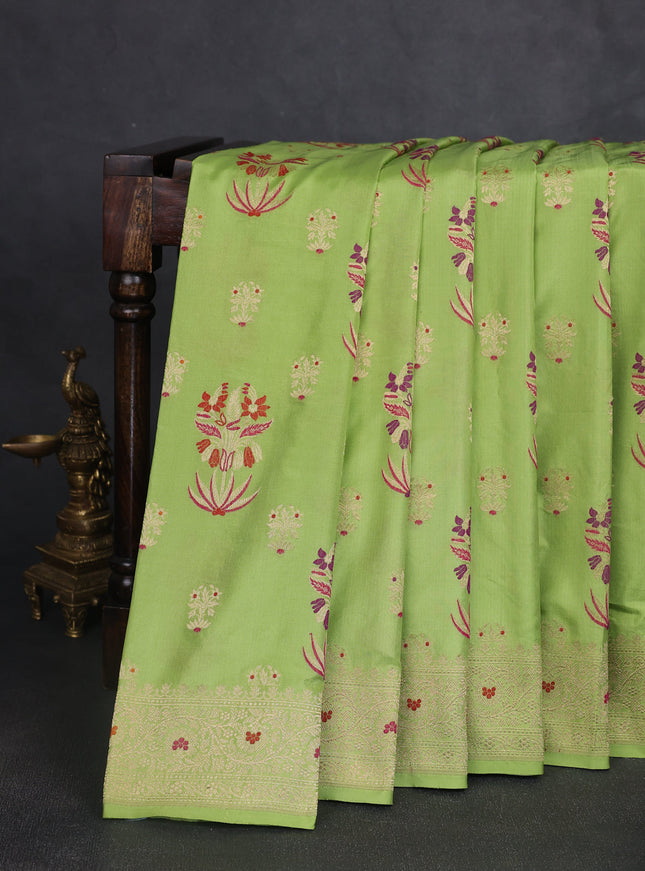 Battle Green Banarasi Silk Saree