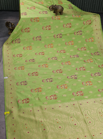 Lime Green Banarasi Fekwa Silk Saree