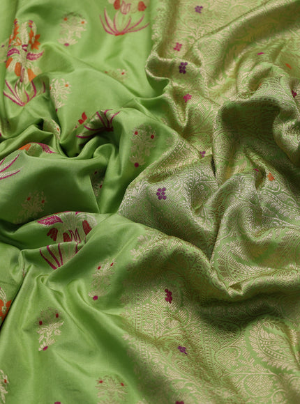 Lime Green Banarasi Fekwa Silk Saree