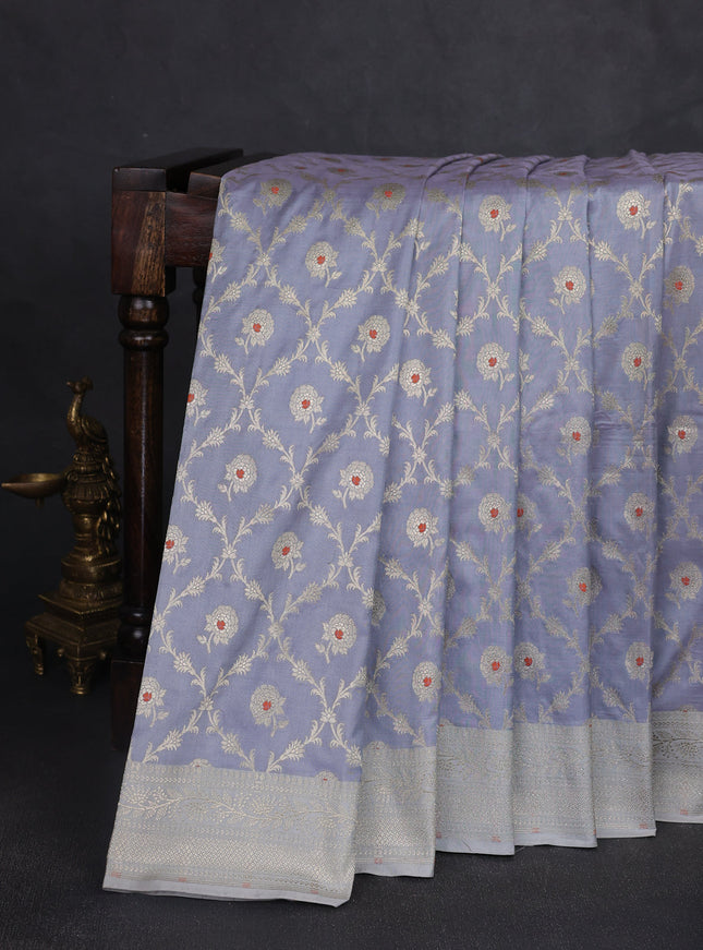 Grey Banarasi Silk Saree