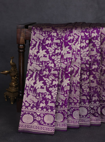 Violet Banarasi Fekwa Silk Saree