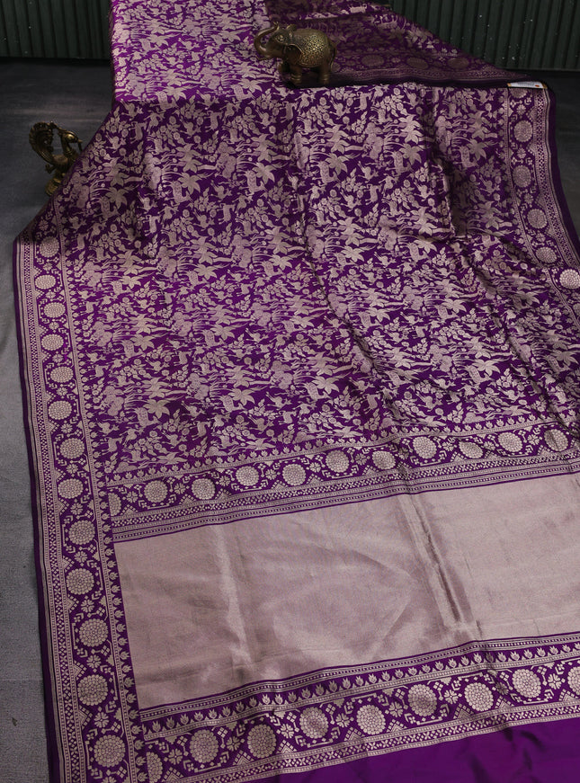 Violet Banarasi Fekwa Silk Saree