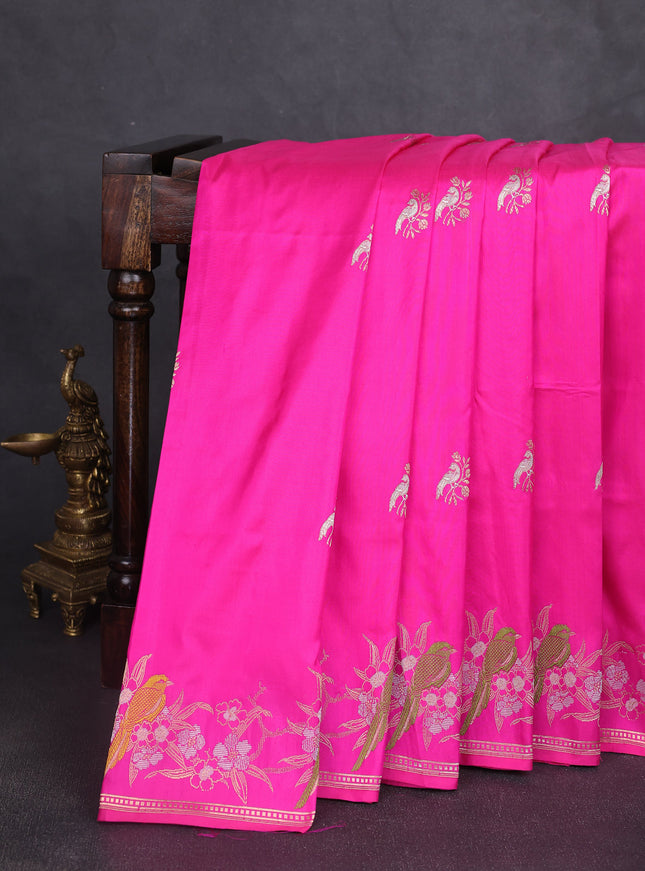 Rani Pink Banarasi Fekwa Silk Saree