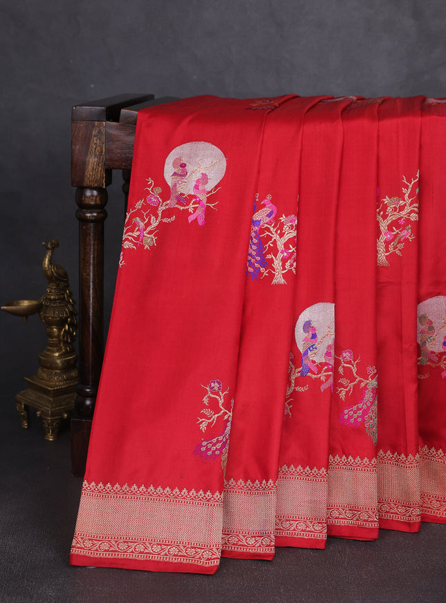 Red Banarasi Fekwa Silk Saree
