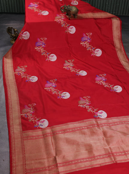 Red Banarasi Fekwa Silk Saree