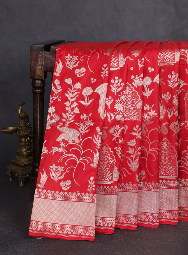 Red Banarasi Fekwa Silk Saree