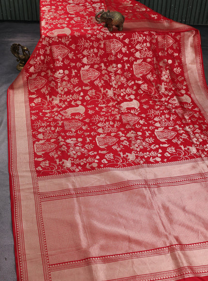 Red Banarasi Fekwa Silk Saree