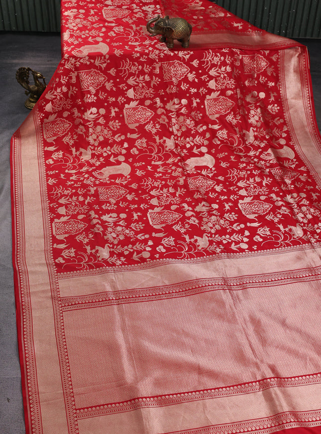 Red Banarasi Fekwa Silk Saree