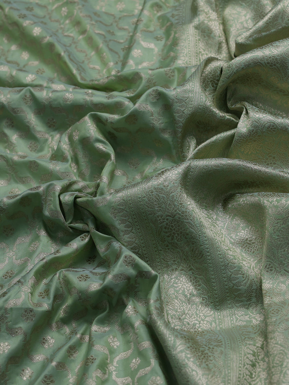 Pista Green Banarasi Silk Saree