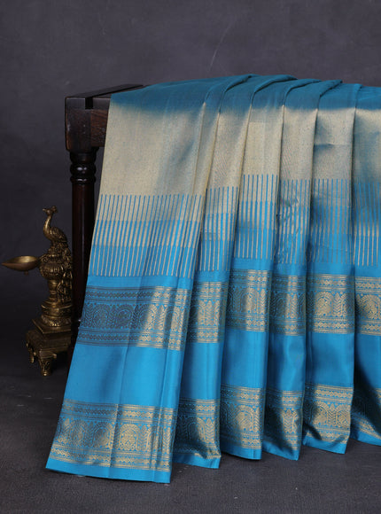 Teal Pure Kanchipuram Silk Saree