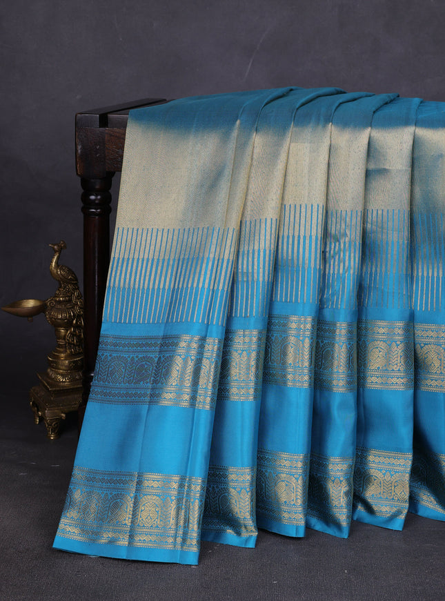 Teal Pure Kanchipuram Silk Saree