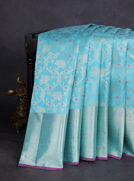 Light Blue Pure Kanchipuram Silk Saree