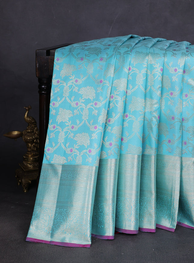 Light Blue Pure Kanchipuram Silk Saree