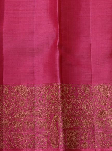 Mustard Yellow-Dusty Peach Pure Kanchipuram Silk Saree