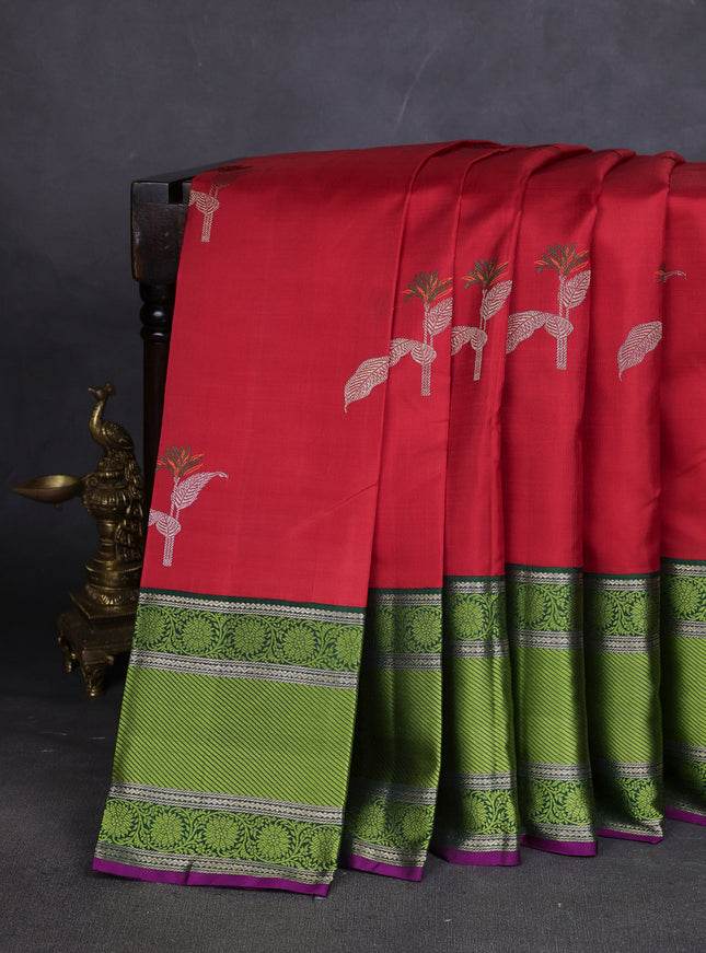 Red-Green Pure Kanchipuram Silk Saree