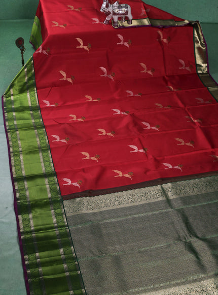 Red-Green Pure Kanchipuram Silk Saree