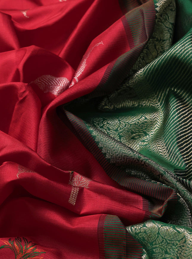 Red-Green Pure Kanchipuram Silk Saree