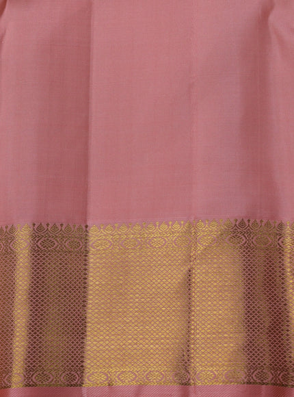 Teal-Peach Pure Kanchipuram Silk Saree