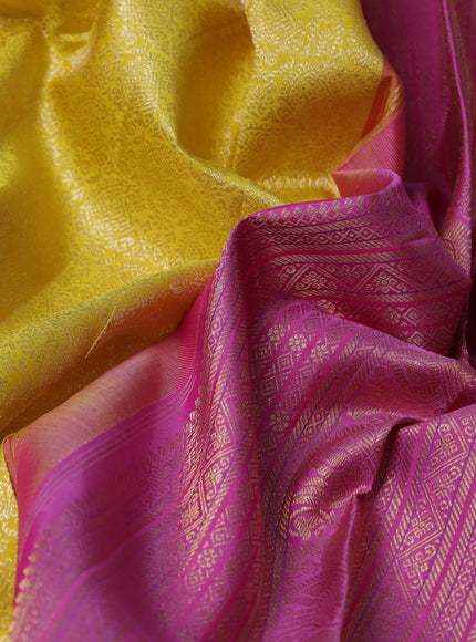 Yellow-Purple Pure Kanchipuram Silk Saree