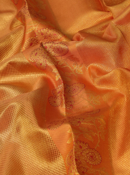 Orange-Green Pure Kanchipuram Silk Saree