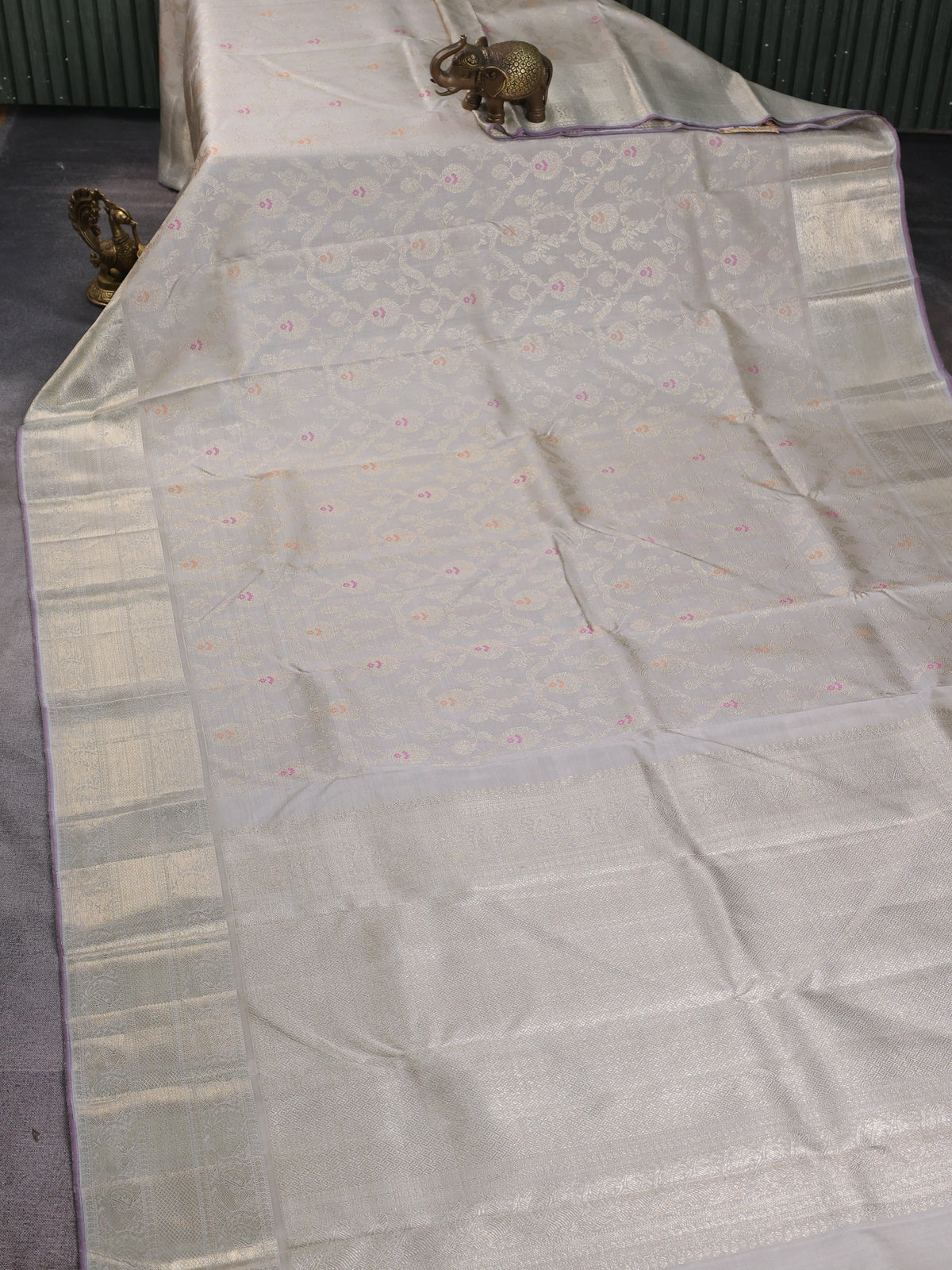 Light Grey Pure Kanchipuram Silk Saree