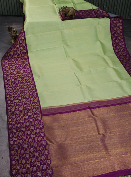 Pista Green-Purple Pure Kanchipuram Silk Saree