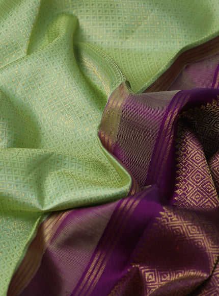 Pista Green-Purple Pure Kanchipuram Silk Saree