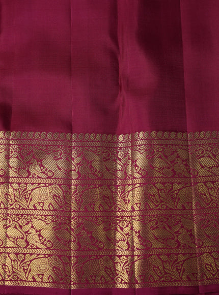 Mustard Yellow-Magenta Pink Pure Kanchipuram Silk Saree