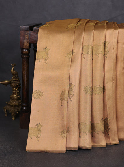 Peach Pure Kanchipuram Silk Saree
