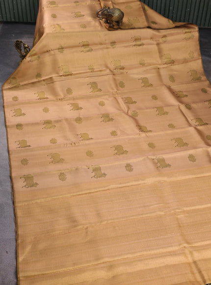 Peach Pure Kanchipuram Silk Saree