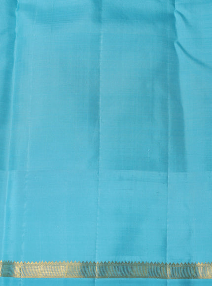 Light Green-Powder Blue Pure Kanchipuram Silk Saree