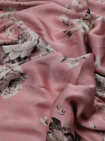 Peach Crepe Embroidery Saree