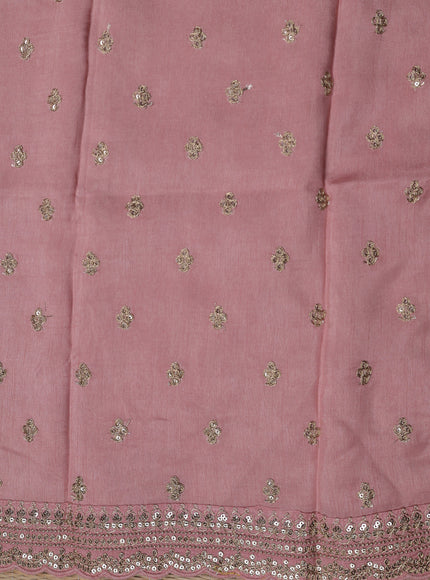 Peach Crepe Embroidery Saree
