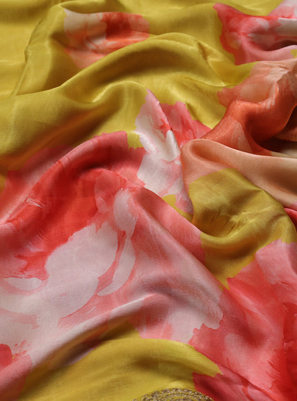 Mustard Yellow Crepe Embroidery Saree