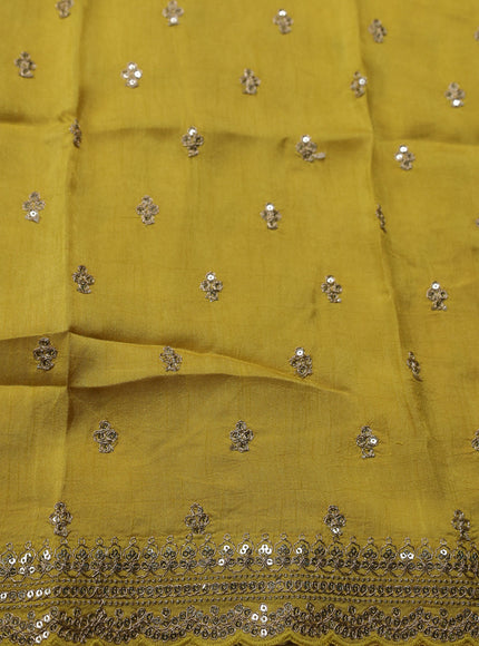 Mustard Yellow Crepe Embroidery Saree