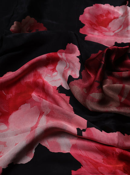 Black Crepe Embroidery Saree