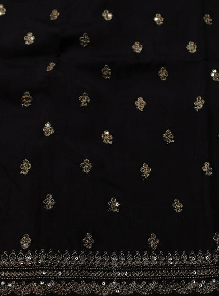 Black Crepe Embroidery Saree