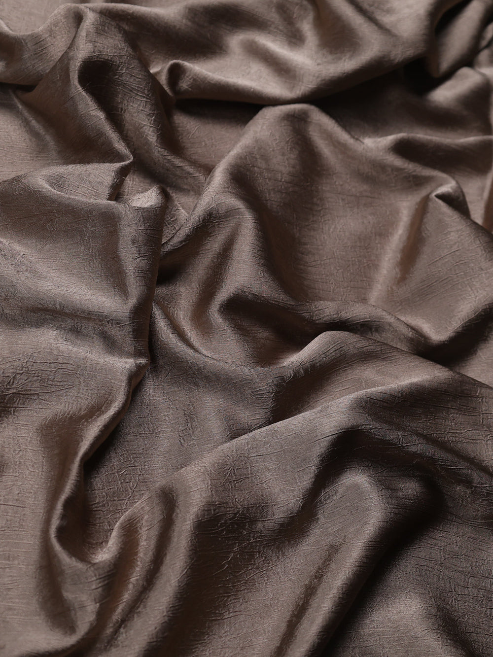 Grey Wrinkle Crepe Designer Saree With Embroidery Readymade Blouse