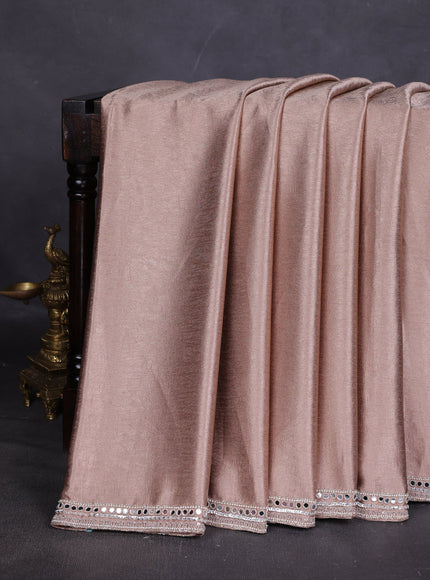 Rose Gold Wrinkle Crepe Designer Saree With Embroidery Readymade Blouse