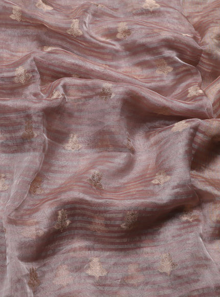 Onion Pink Organza Designer Saree With Embroidery Readymade Blouse