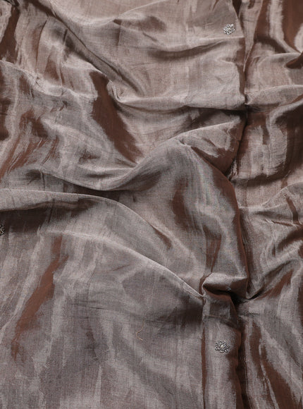 Grey Tissue Designer Saree With Embroidery Readymade Blouse