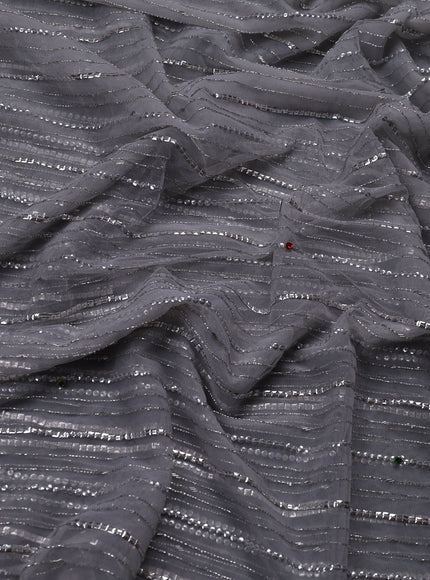 Grey Netted Designer Saree With Embroidery Readymade Blouse