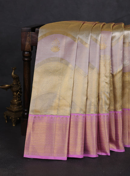Gold-Lilac Pure Tissue Kanchipuram Silk Saree