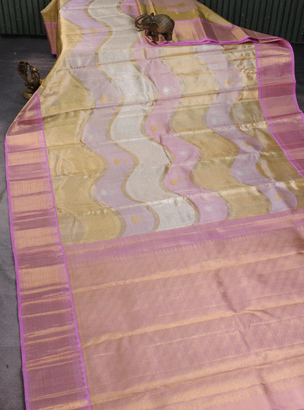 Gold-Lilac Pure Tissue Kanchipuram Silk Saree