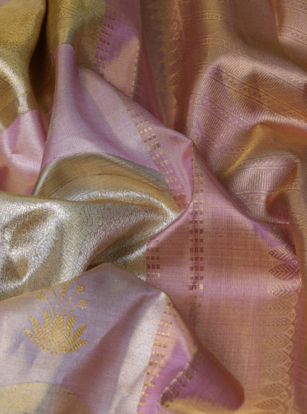 Gold-Lilac Pure Tissue Kanchipuram Silk Saree