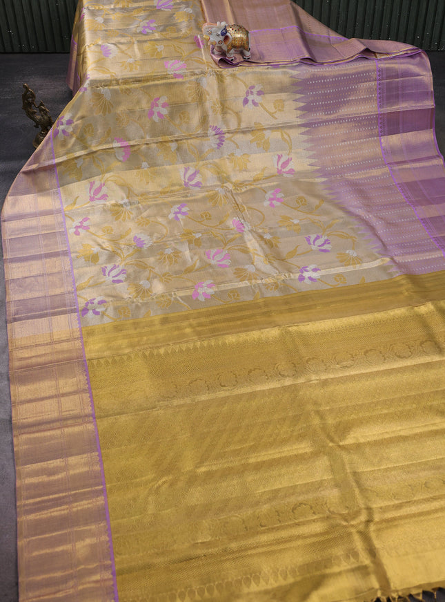 Gold-Levender Pure Tissue Kanchipuram Silk Saree